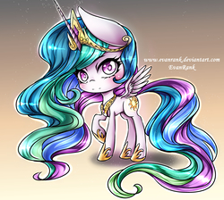 Size: 4044x3621 | Tagged: safe, artist:evanrank, princess celestia, alicorn, pony, g4, blushing, chibi, cute, cutelestia, female, high res, raised hoof, smiling, solo, spread wings