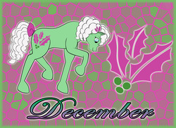 Size: 7014x5100 | Tagged: safe, artist:faerie-starv, december holly, pony, g1, absurd resolution, birthflower ponies, female, holly, looking down, solo