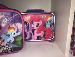 Size: 1200x900 | Tagged: safe, pinkie pie, rainbow dash, twilight sparkle, alicorn, earth pony, pegasus, pony, g4, my little pony: the movie, irl, lunchbox, merchandise, photo, twilight sparkle (alicorn)