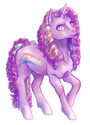 Size: 1024x1412 | Tagged: safe, artist:shaiyeh, streaky, pony, g1, clip studio paint, female, rainbow curl pony, solo