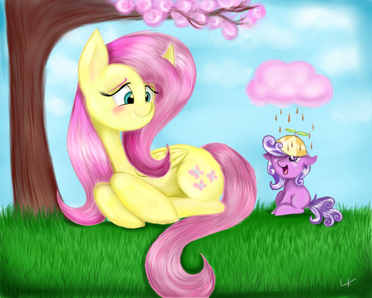 Fluttershed #1366958 - safe, artist:lcpegasister75, fluttershy, screwball, earth ...