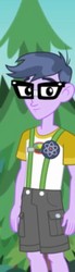 Size: 161x580 | Tagged: safe, screencap, micro chips, equestria girls, g4, my little pony equestria girls: legend of everfree, camp everfree outfits, clothes, glasses, male, shorts, solo