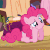 Size: 483x483 | Tagged: safe, screencap, fluttershy, pinkie pie, rainbow dash, earth pony, pegasus, pony, g4, secret of my excess, animated, cropped, cute, diapinkes, female, gif, happy, looking up, mare, ponk, prone, smiling, solo focus
