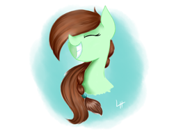 Size: 1600x1200 | Tagged: safe, artist:lcpegasister75, oc, oc only, pony, bust, eyes closed, grin, portrait, simple background, smiling, solo, white background