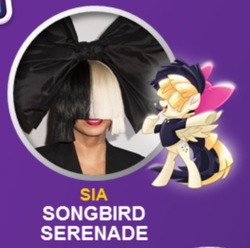 Size: 631x625 | Tagged: safe, songbird serenade, human, pony, g4, my little pony: the movie, bipedal, irl, irl human, photo, sia (singer)
