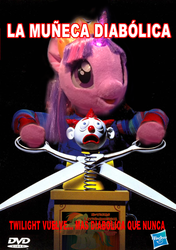 Size: 1017x1441 | Tagged: safe, edit, twilight sparkle, alicorn, pony, g4, child's play, chucky, female, jack-in-the-box, meme, parody, scissors, solo, spanish, toy, translated in the comments, twilight sparkle (alicorn)