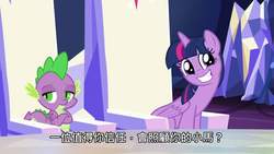 Size: 1920x1080 | Tagged: safe, screencap, spike, twilight sparkle, alicorn, dragon, pony, g4, to where and back again, chinese, twilight sparkle (alicorn)