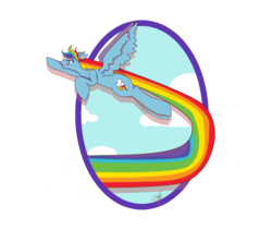 Size: 1024x910 | Tagged: safe, artist:cckittycreative, rainbow dash, pegasus, pony, g4, female, flying, grin, rainbow trail, smiling, solo