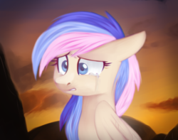 Size: 1024x805 | Tagged: safe, artist:sugguk, oc, oc only, oc:raising clouds, pegasus, pony, crying, female, mare, solo