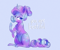 Size: 2300x1900 | Tagged: dead source, safe, artist:shiny-cooler, rarity, pony, g4, female, galaxy pony, misspelling, simple background, sitting, solo, species swap