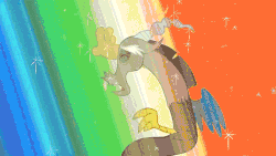 Size: 700x394 | Tagged: safe, screencap, discord, pony, g4, the return of harmony, absurd file size, absurd gif size, animated, defeat, defeated, elements of harmony, gif, implied mane six, magic, male, petrification, rainbow, solo, statue