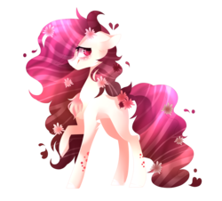 Size: 3193x2889 | Tagged: safe, artist:huirou, oc, oc only, oc:mika, earth pony, pony, female, flower, flower in hair, high res, mare, raised hoof, solo