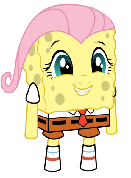1367280 - artist needed, safe, fluttershy, female, my waifus have fused,  simple background, solo, spongebob squarepants, spongebob squarepants ( character), transparent background, what has science done - Derpibooru