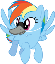 Size: 6400x7417 | Tagged: safe, artist:soren-the-owl, rainbow dash, pony, g4, tanks for the memories, .svg available, absurd resolution, disguise, duck bill, female, flying, literal duck face, rainbow goose, simple background, solo, transparent background, vector