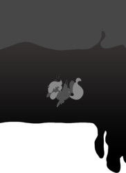 Size: 666x915 | Tagged: safe, artist:egophiliac, princess luna, the smooze, pony, moonstuck, g1, g4, drowning, female, filly, fourth wall, goop, grayscale, minimalist, monochrome, solo, tumblr, tumblr comic, woona, younger