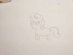 Size: 1040x780 | Tagged: safe, artist:sumi-mlp25, sweetie belle, pony, unicorn, g4, female, filly, monochrome, solo