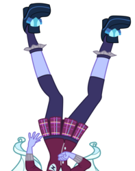 Size: 2850x3622 | Tagged: safe, sugarcoat, equestria girls, g4, clothes, crystal prep academy uniform, female, high heels, high res, leg, leggings, school uniform, shoes, simple background, skirt, socks, solo, upside down, white background