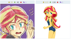 Size: 518x283 | Tagged: safe, sunset shimmer, derpibooru, equestria girls, g4, ass, butt, juxtaposition, meta