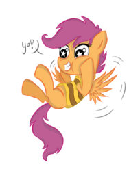Size: 720x960 | Tagged: safe, artist:forestheart74, scootaloo, pony, g4, crossover, female, monster kid, monster kidaloo, simple background, solo, starry eyes, transparent background, undertale, wingding eyes