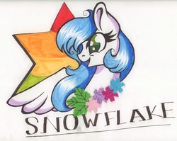 Size: 5549x4406 | Tagged: safe, artist:biskhuit, oc, oc only, oc:snowflake, pegasus, pony, absurd resolution, female, mare, solo, traditional art