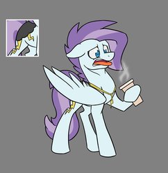 Size: 1600x1651 | Tagged: safe, artist:torusthescribe, zapp, oc, oc:cloudy, pegasus, pony, g4, coffee cup, cup, female, hoof hold, mare, power ponies, simple background, solo, tongue out
