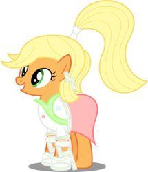 Size: 8123x9426 | Tagged: safe, artist:atomicmillennial, applejack, earth pony, pony, g4, absurd resolution, alternate hairstyle, clothes, female, future, ponies of the future, ponytail, simple background, solo, transparent background, vector