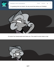 Size: 666x871 | Tagged: safe, artist:egophiliac, princess luna, alicorn, pony, moonstuck, g4, cartographer's cap, female, filly, grayscale, hat, marauder's mantle, monochrome, raspberry, sad, solo, tongue out, tumblr, tumblr comic, woona, younger