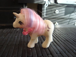 Size: 900x675 | Tagged: safe, artist:faerie-starv, baby moondancer, pony, g1, irl, photo, solo, toy, watermark