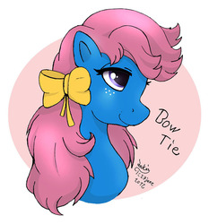 Size: 930x1000 | Tagged: safe, artist:joakaha, bow tie (g1), earth pony, pony, g1, bow, bust, female, hair bow, mare, portrait, solo