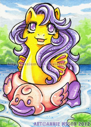 Size: 370x517 | Tagged: safe, artist:anniemsson, sea star, pony, sea pony, g1, baby, baby pony, female, marker drawing, markers, obtrusive watermark, solo, traditional art, watermark
