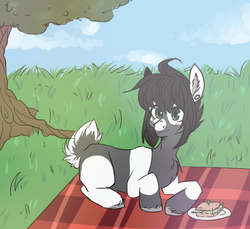 Size: 600x550 | Tagged: safe, artist:riiichie, oc, oc only, earth pony, pony, food, picnic, sandwich, solo