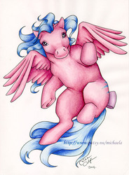 Size: 589x800 | Tagged: safe, artist:kvitter, firefly, pony, g1, female, solo, traditional art, watercolor painting, watermark