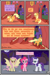 Size: 3254x4837 | Tagged: safe, artist:gutovi, applejack, fluttershy, pinkie pie, rarity, twilight sparkle, alicorn, bat pony, earth pony, pony, unicorn, comic:why me!?, g4, applejack gets all the mares, bedroom eyes, blushing, comic, cute, dirty talk, flutterbat, freckles, golden oaks library, here's johnny, high res, i am an adult, implied applecest, implied applepie, implied appleshy, implied incest, implied rarijack, implied shipping, implied twijack, implied twilight sparkle, jackabetes, licking, oh crap, race swap, sad, sadorable, spread wings, stranger danger, the ass was fat, this will not end well, tongue out, twilight sparkle (alicorn), wingboner, wings, woobie