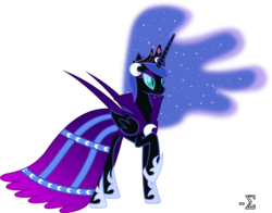 Size: 1008x792 | Tagged: safe, artist:90sigma, nightmare moon, alicorn, pony, g4, clothes, crown, dress, female, gala dress, horn, jewelry, regalia, simple background, solo, transparent background, vector, wings