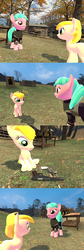 Size: 1400x4184 | Tagged: safe, artist:soad24k, oc, oc only, oc:chipper leaf, oc:flash bang, pony, 3d, cyoa, cyoa:filly adventure, female, filly, gmod, gun, high res, mare, weapon