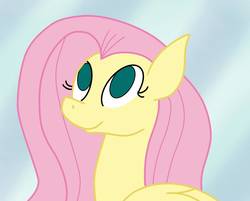 Size: 1836x1479 | Tagged: safe, artist:ilovekimpossiblealot, artist:minty25, fluttershy, pony, g4, bust, colored, female, looking up, no catchlights, no pupils, portrait, smiling, solo