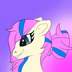 Size: 1280x1280 | Tagged: safe, artist:caduceus, artist:caduceusart, oc, oc only, pony, female, gradient background, hair bun, profile, side view, solo
