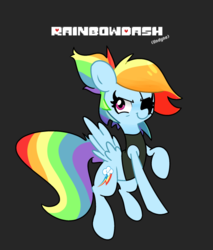 Size: 540x635 | Tagged: safe, artist:turtlefarminguy, rainbow dash, pony, g4, clothes, costume, crossover, female, rainbowdyne, solo, undertale, undyne