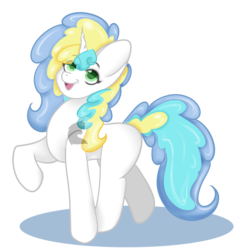 Size: 1024x1024 | Tagged: safe, artist:curledponycreations, oc, oc only, oc:wing ding, pony, unicorn, female, looking up, mare, open mouth, raised hoof, simple background, solo, transparent background