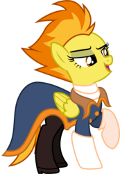 Size: 1001x1448 | Tagged: safe, artist:cloudy glow, spitfire, pegasus, pony, g4, captain amelia, clothes, clothes swap, cosplay, costume, crossover, disney, female, lidded eyes, longcoat, mare, open mouth, raised hoof, show accurate, simple background, solo, transparent background, treasure planet, vector