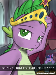 Size: 1200x1600 | Tagged: safe, artist:jcosneverexisted, spike, twilight sparkle, alicorn, dragon, pony, g4, princess spike, *3*, 30 minute art challenge, :d, :o, bed, bedroom, big crown thingy, canterlot, crown, cute, debate in the comments, duckface, element of magic, elements of harmony, emoticon, eyes closed, female, hashtag, jewelry, lidded eyes, looking at you, male, mare, open mouth, pose, regalia, selfie, signature, sleeping, smiling, snapchat, solo focus, spikabetes, stupid sexy spike, twiabetes, twilight sparkle (alicorn), watermark
