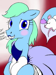 Size: 960x1280 | Tagged: safe, artist:dashingjack, oc, oc only, oc:brainstorm, earth pony, mouse, pony, comic:mouse gala, blushing, clothes, cover, crossdressing, dress, lipstick, makeup, smiling, tickling, tickling under clothes