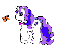 Size: 400x350 | Tagged: safe, artist:babyglory38, baby glory, butterfly, pony, g1, female, gif, non-animated gif, simple background, solo, transparent background