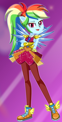 Size: 268x525 | Tagged: safe, artist:glittertiara, rainbow dash, equestria girls, g4, my little pony equestria girls: legend of everfree, clothes, crossed arms, crystal guardian, crystal wings, female, open mouth, pants, ponied up, ponytail, shoes, sneakers, solo, starsue, wings