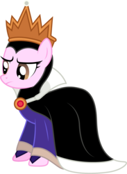 Size: 1001x1368 | Tagged: safe, artist:cloudy glow, suri polomare, earth pony, pony, g4, clothes, clothes swap, cosplay, costume, crown, disney, evil queen, female, grimhilde, jewelry, mare, ponified, simple background, snow white, snow white and the seven dwarfs, solo, transparent background, vector