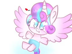 Size: 1024x768 | Tagged: safe, artist:aimycat, princess flurry heart, pony, g4, baby, cute, diaper, female, flurrybetes, heart, looking at you, simple background, solo, spread wings, white background