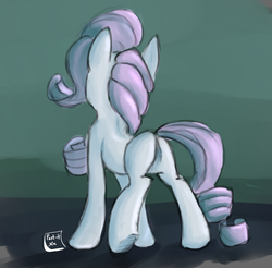 Size: 1849x1819 | Tagged: safe, artist:post-it, rarity, pony, g4, butt, color challenge, color palette challenge, colored sketch, female, limited palette, plot, sketch, solo