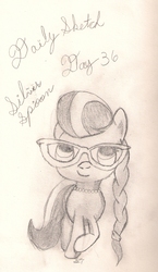 Size: 1049x1809 | Tagged: safe, artist:silversthreads, silver spoon, earth pony, pony, g4, daily sketch, female, filly, glasses, sketch, solo, traditional art