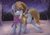 Size: 5100x3600 | Tagged: safe, artist:ardail, oc, oc only, oc:kelly, pony, unicorn, absurd resolution, blushing, clothes, cute, female, gift art, mare, mouth hold, paper, pencil, scarf, snow, snowfall, solo, tree