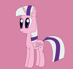 Size: 2684x2524 | Tagged: safe, artist:danishtreats, twilight, alicorn, pony, g1, g4, alicornified, female, g1 to g4, g1 twilicorn, generation leap, high res, pink background, race swap, simple background, solo